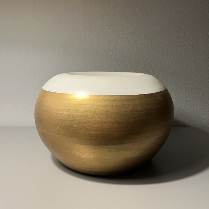 Vaso bianco/oro in ceramica - immagine 5