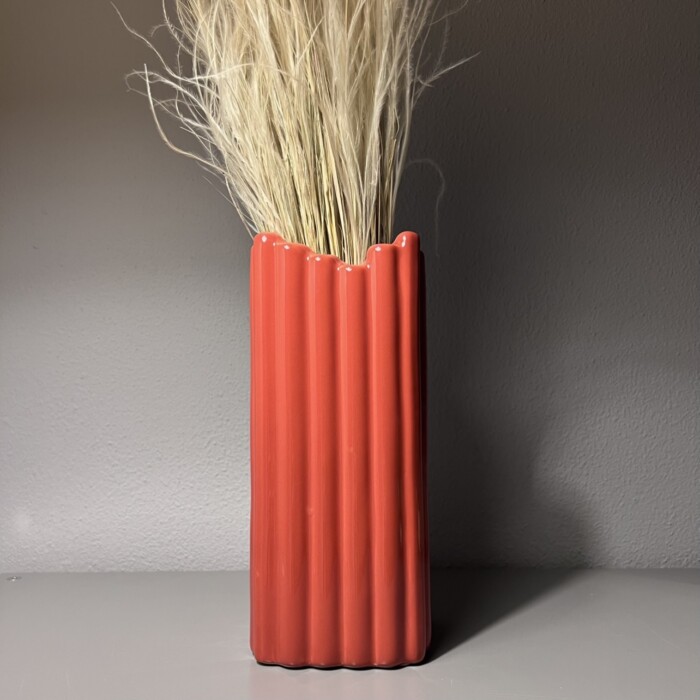 Vaso rosso a coste - immagine 4
