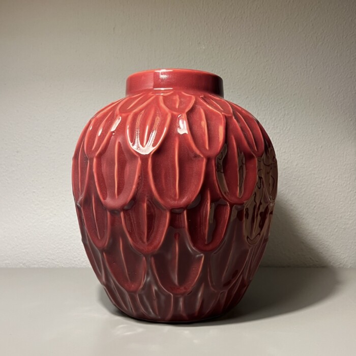 Vaso Foglie Rosso Ceramica