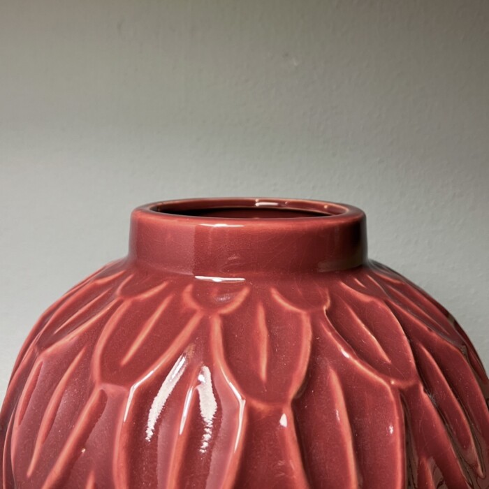 Vaso Foglie Rosso Ceramica - immagine 2