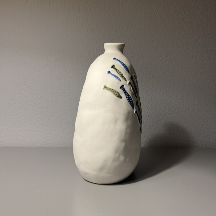 Vaso bianco pesciolini - immagine 2